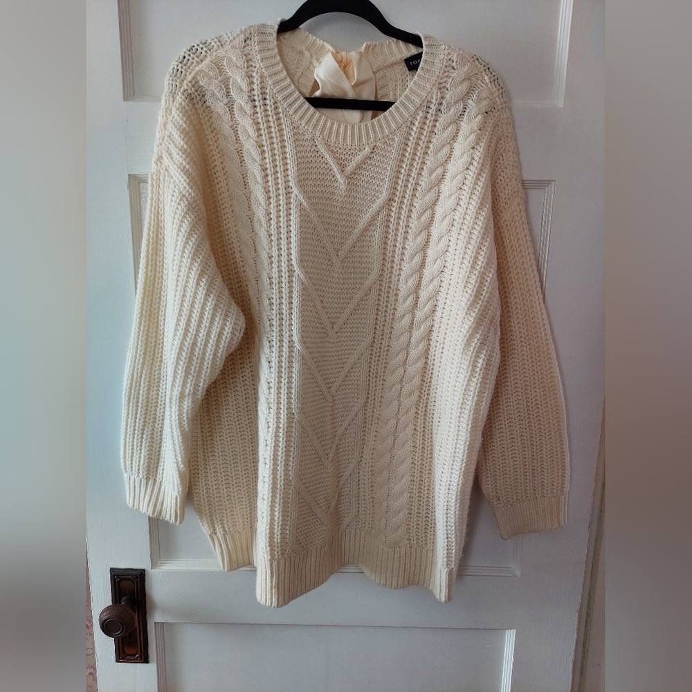 Torrid Cable Knit Sweater With Peekaboo Back & Bow